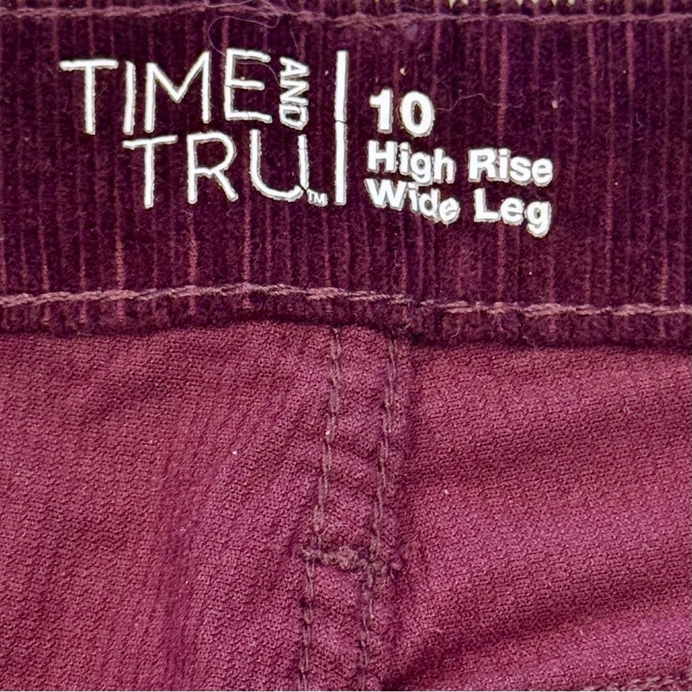 Time and Tru Size 10 High Rise Burgundy Brick Button Up Wide Leg Corduroy Pants - Picture 7 of 10